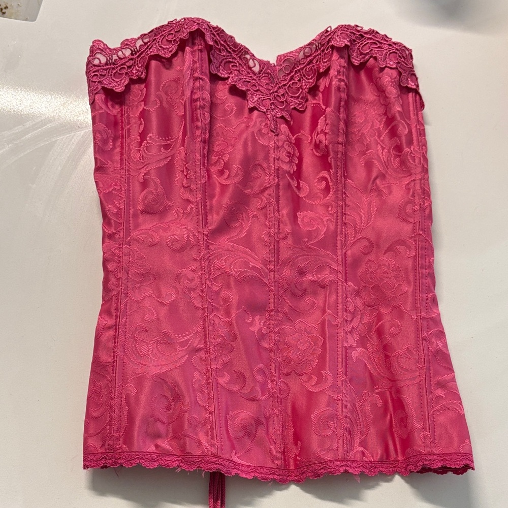 Frederick's of Hollywood Y2K Fuchsia Lace Corset - Picture 1 of 7